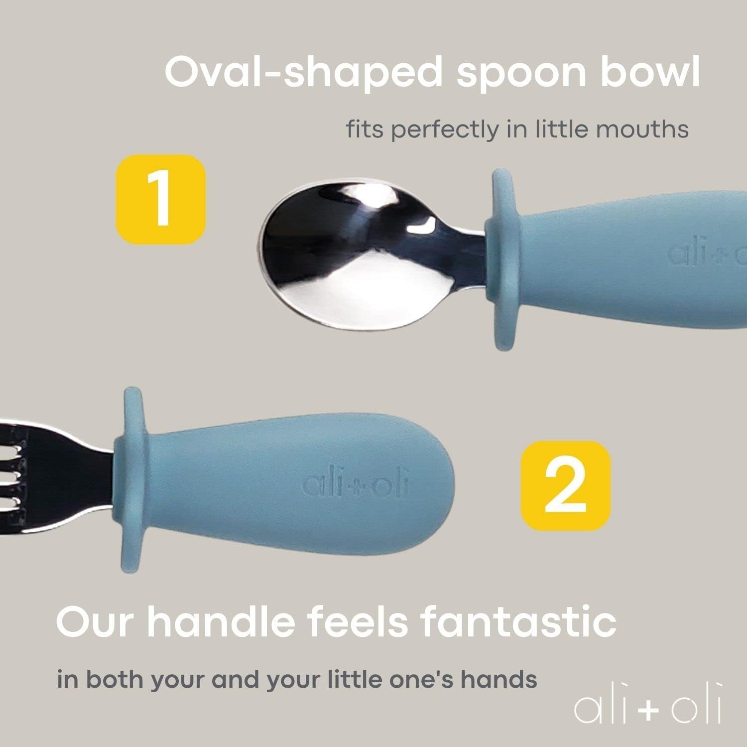 AliOli Toddler Spoon Fork Learning Set Powder Blue