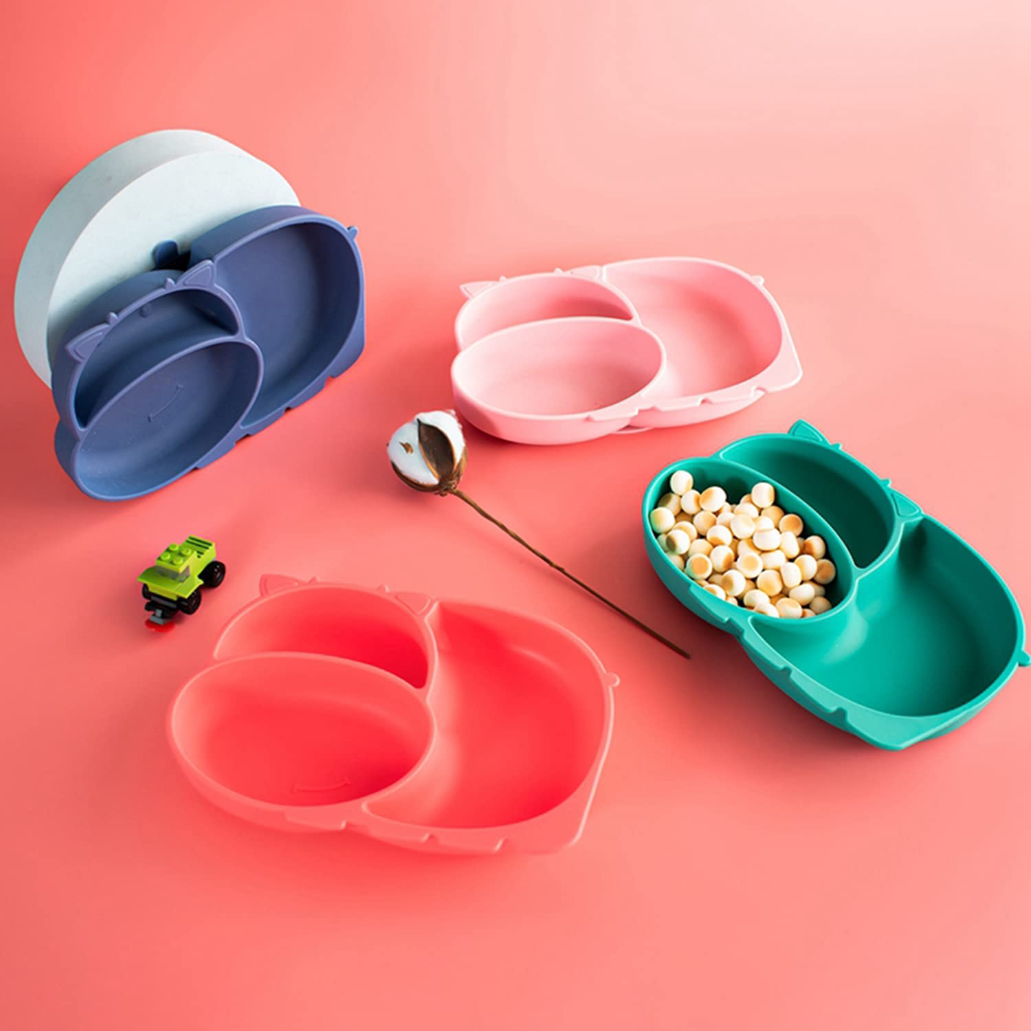 RUNDE Silicone Baby Plates with Suction Divided Placemat for Toddlers and Kids