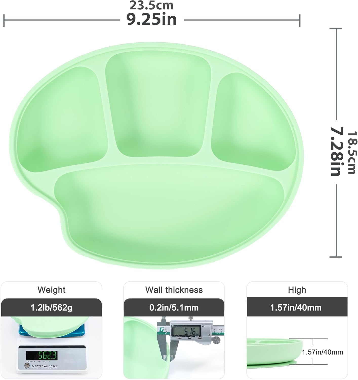 LiZhao Baby Suction Plates with Lids - Divided Design Toddler Plates