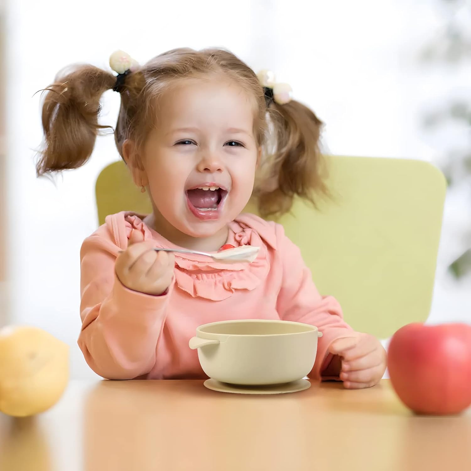 PandaEar 3 Pack Baby Bowls with Suction Pink
