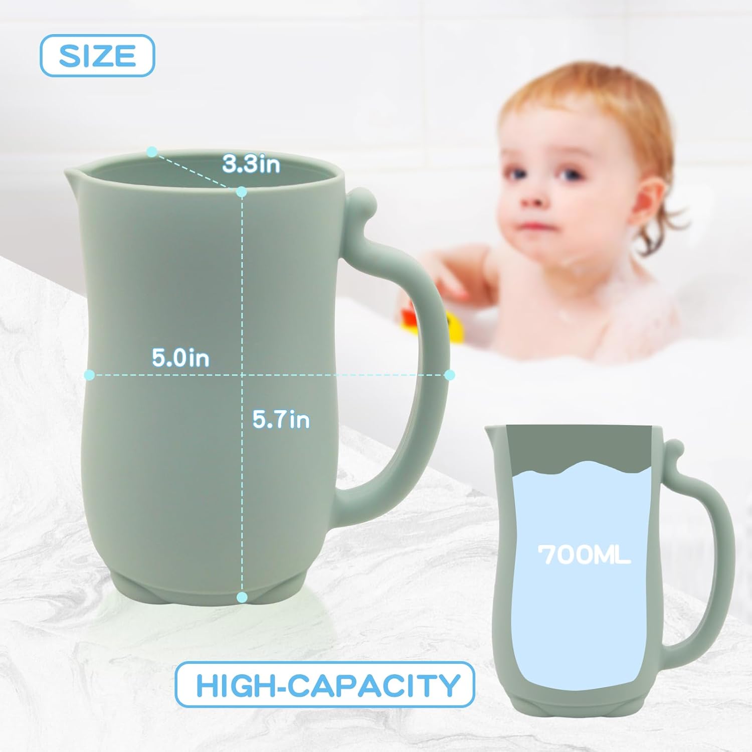 MANDOO Baby Bath Rinse Cup - Light Green 1
