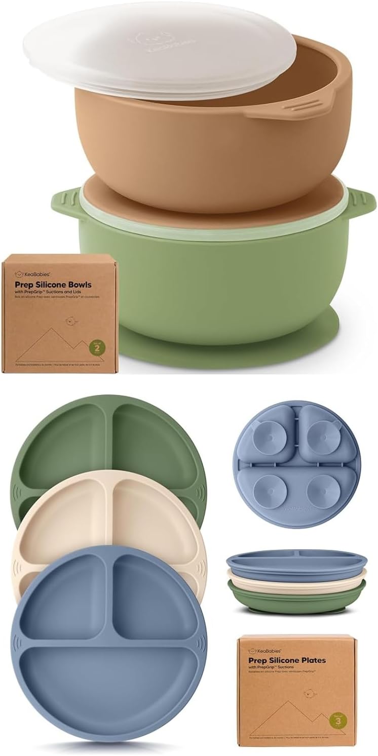 KeaBabies 2-Pack Suction Baby Bowls with Lids 1