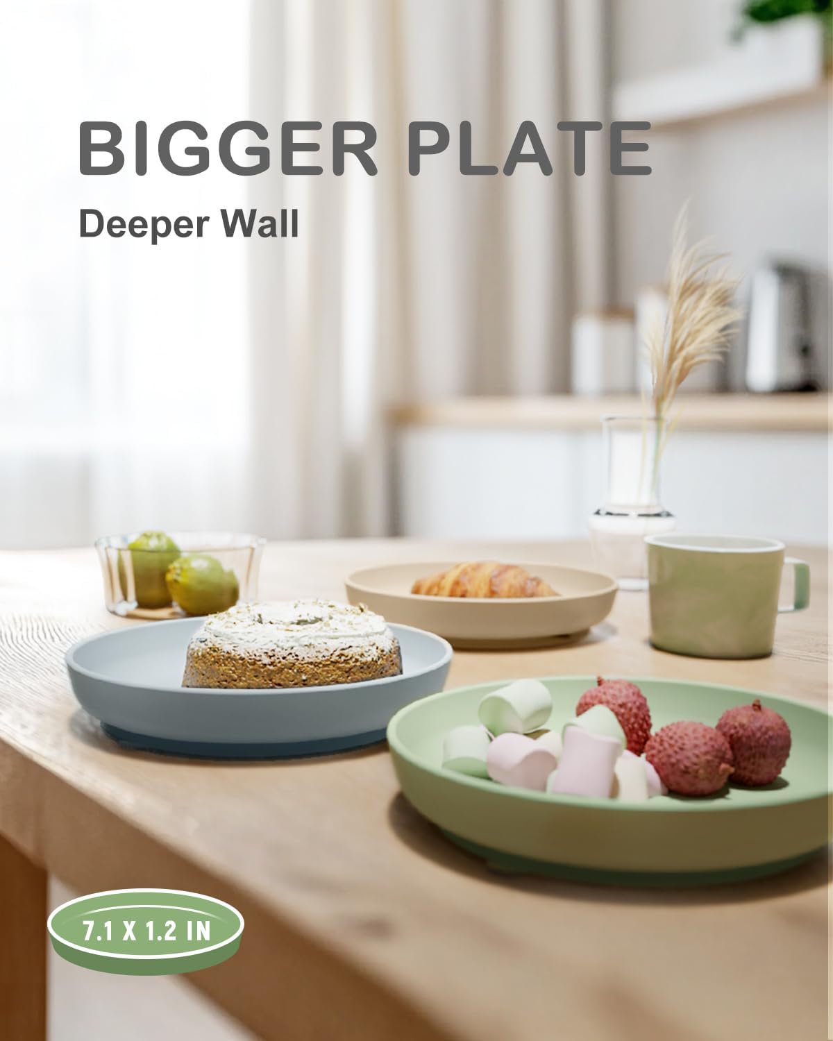 Onyucean Classic Suction Plates for Kids 3-Pack BPA Free