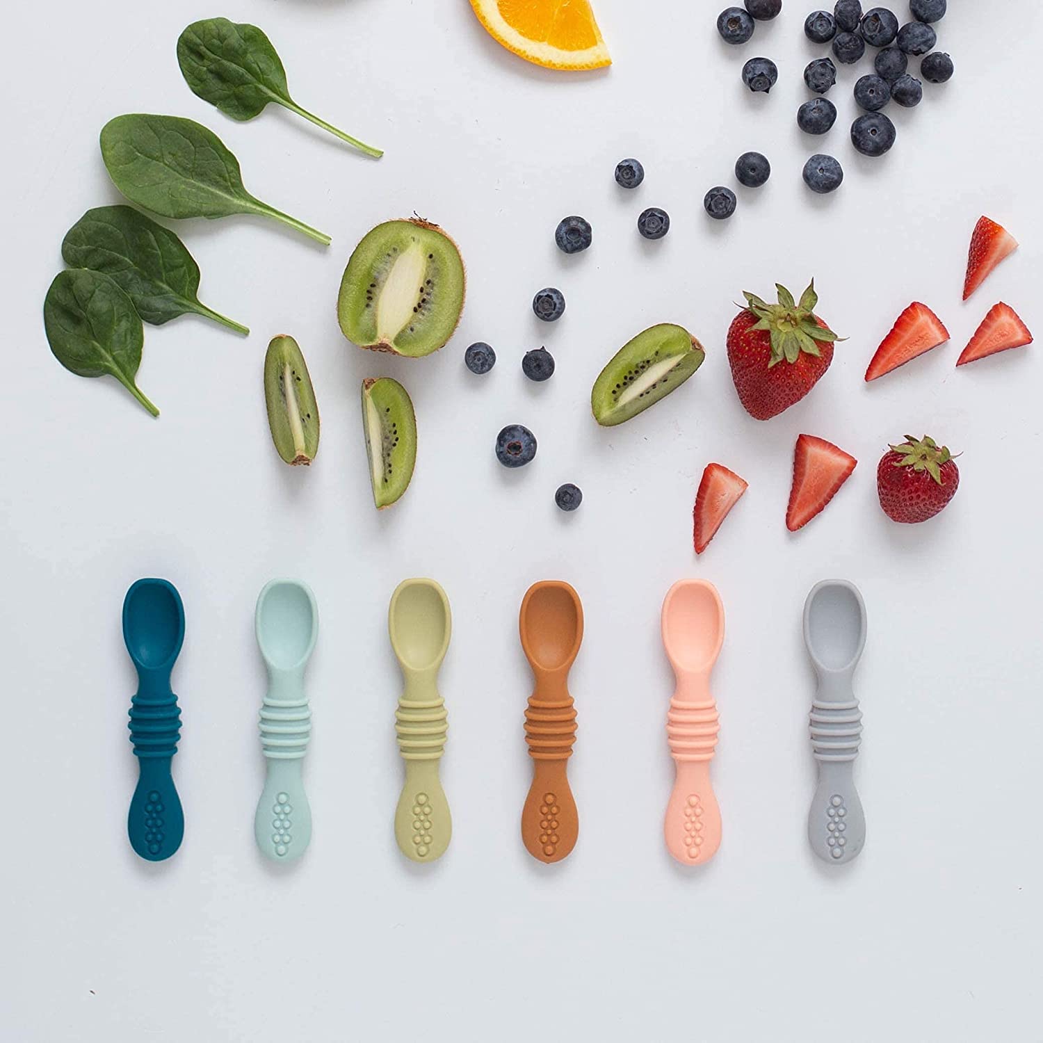 Simka Rose Silicone Baby Spoons Set of 6 - Safe Easy