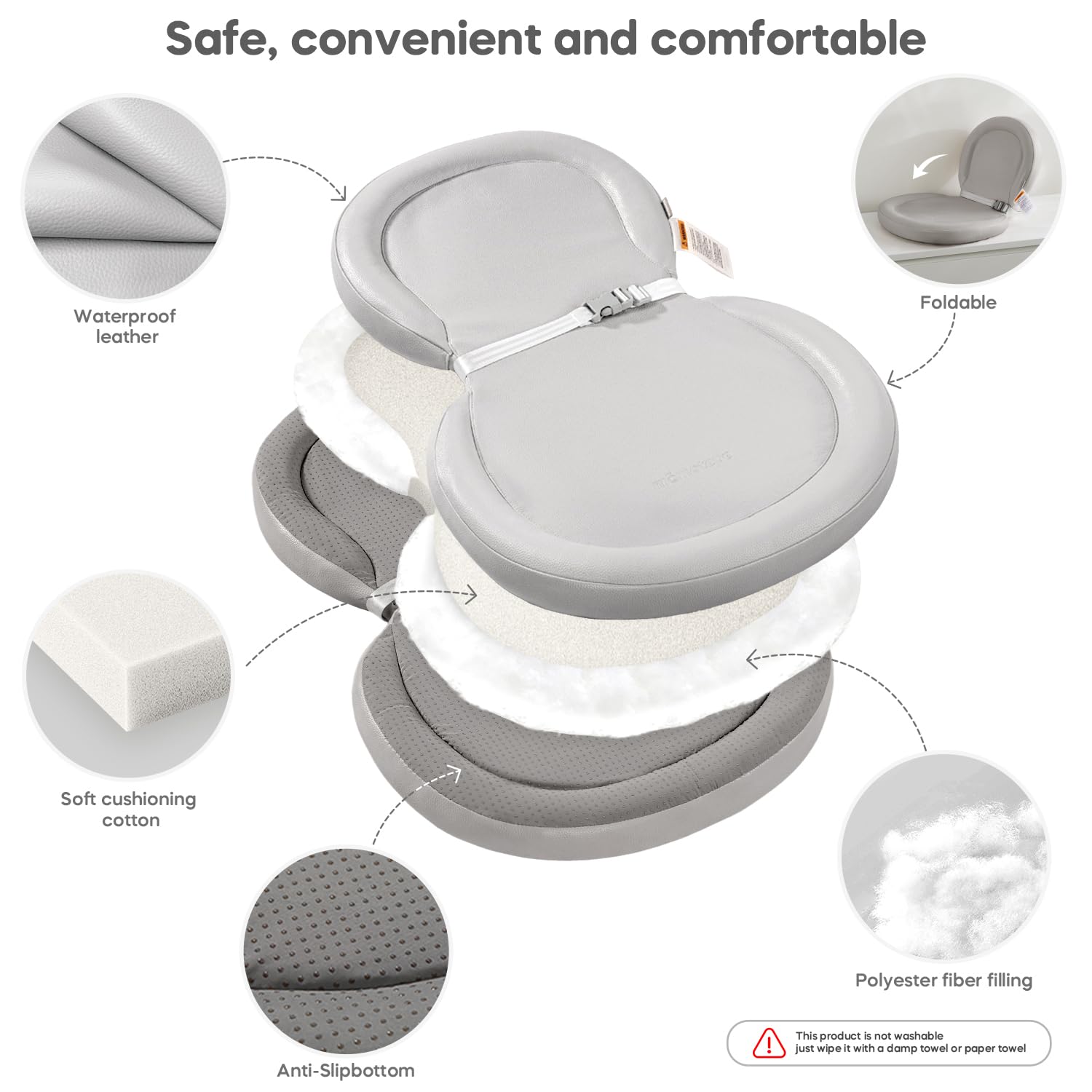 Mamatepe Foldable Baby Changing Pad 30X19 Gray