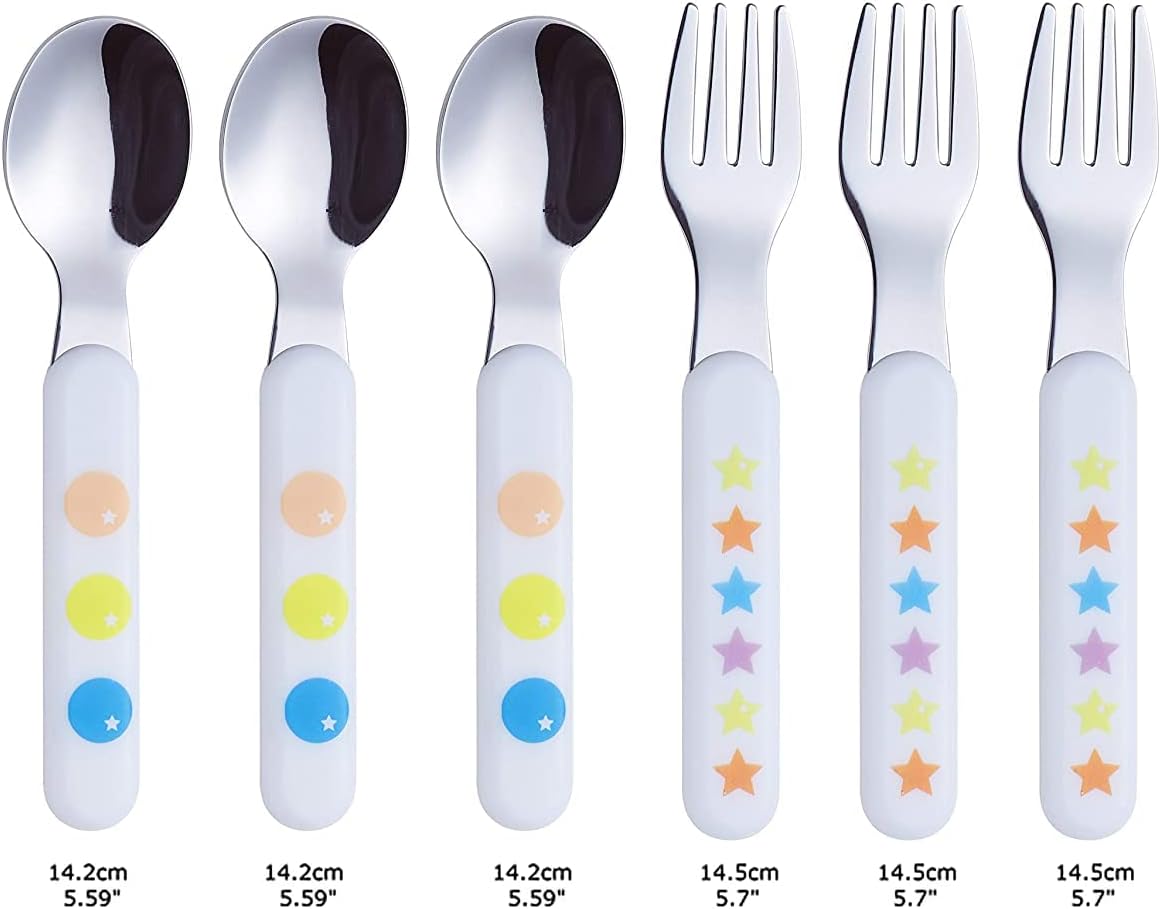 Exzact Kids Flatware Set 6PCS 1810 Stainless Steel BPA Free