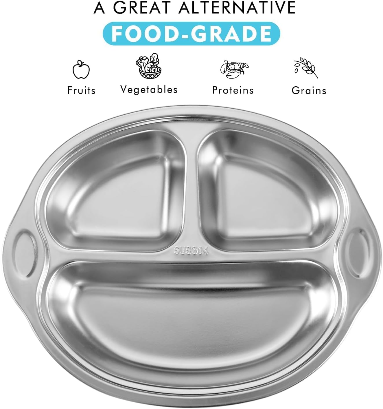 Mrs Chou Stainless Steel Suction Plates for Babies and Toddlers