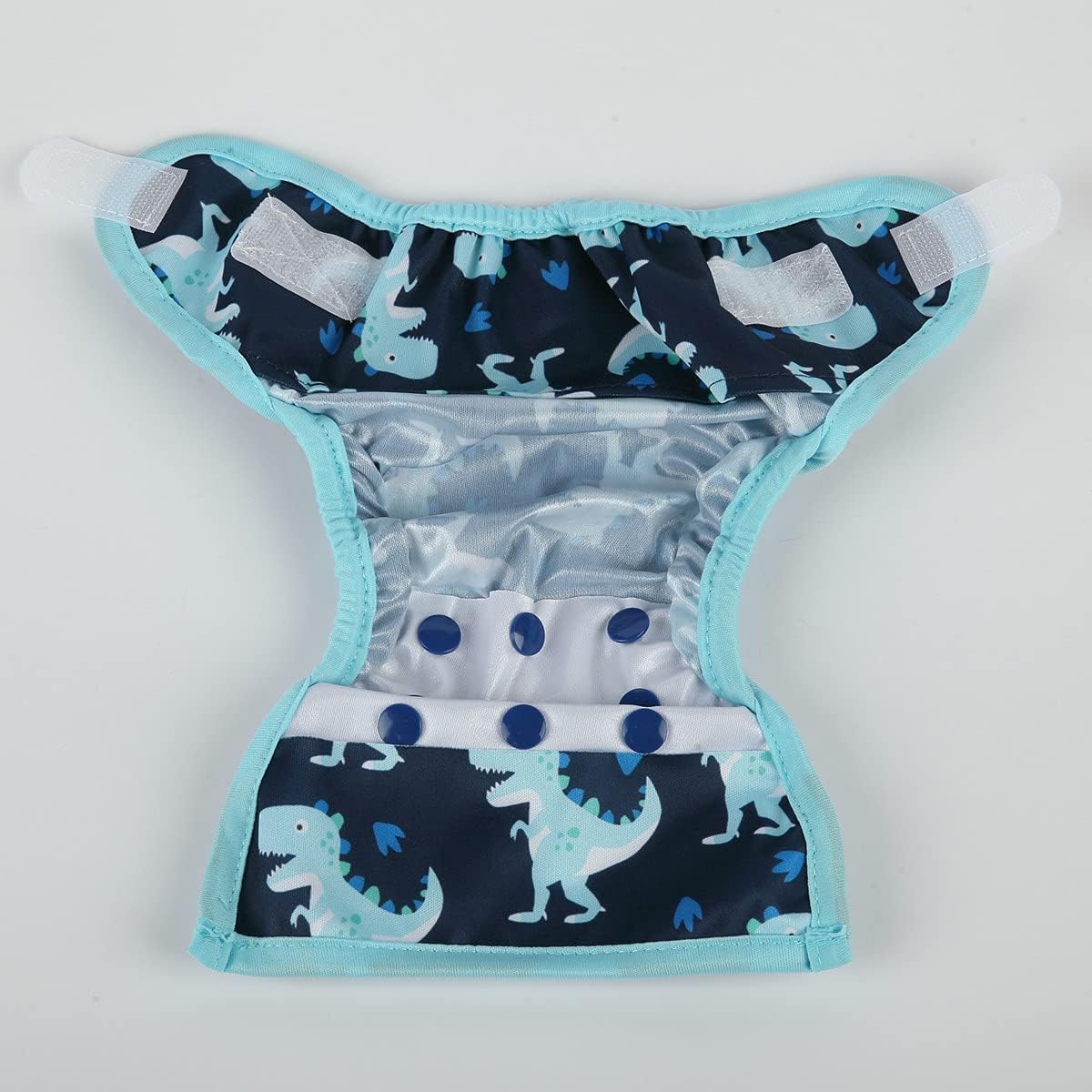 Newborn Baby Cloth Diaper Cover with Hook Loop Blue Dinosaurs
