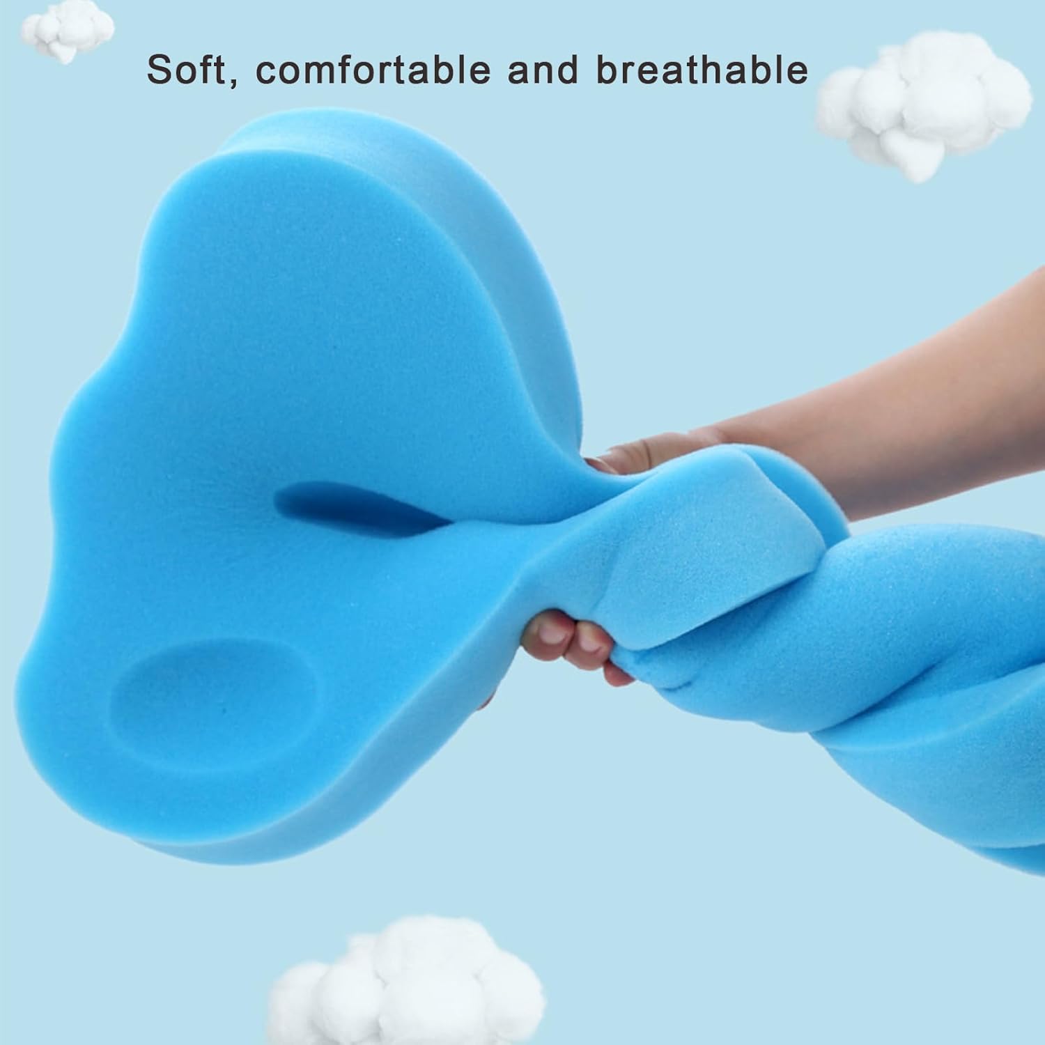 PandaEar Baby Bath Sponge Mat - Soft Newborn Cushion Odor Free Blue