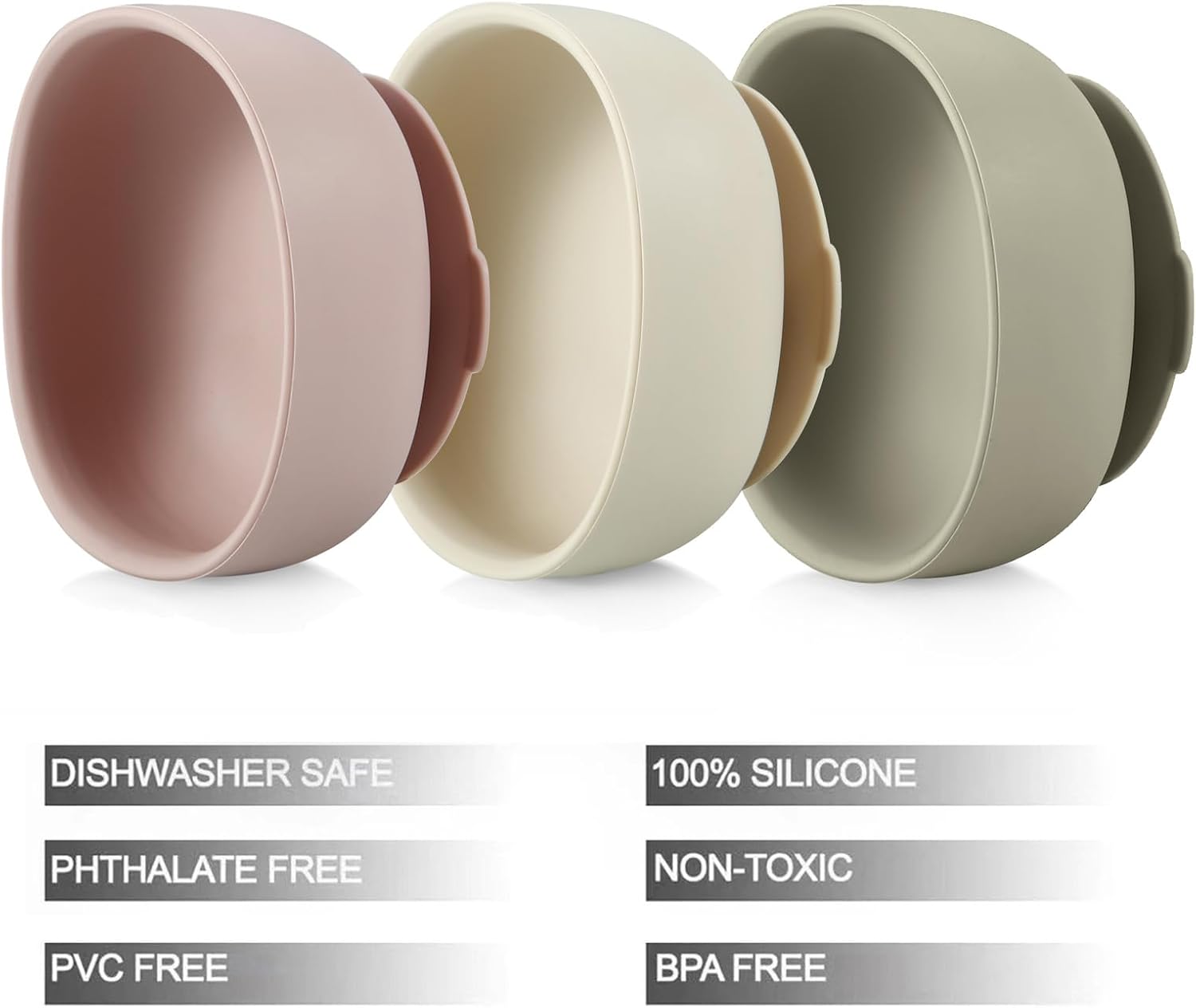 PandaEar 3 Pack Suction Bowls for Baby Toddler