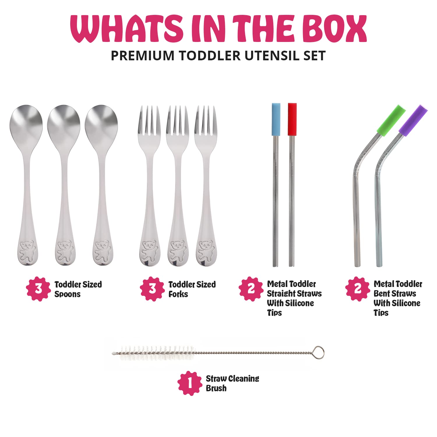 HOMEFAVE 15-Piece Toddler Silverware Set