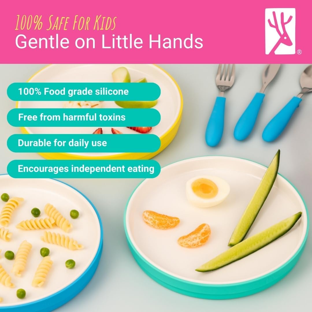 Elk and Friends Kids 78 Porcelain Plates with Silicone Sleeves