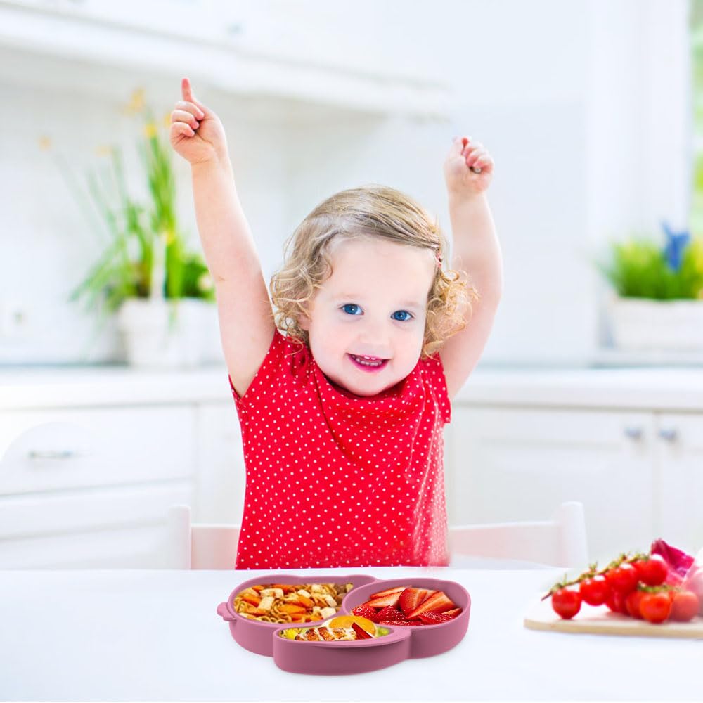 Vicloon Toddler Plates with Suction and Divided Compartments
