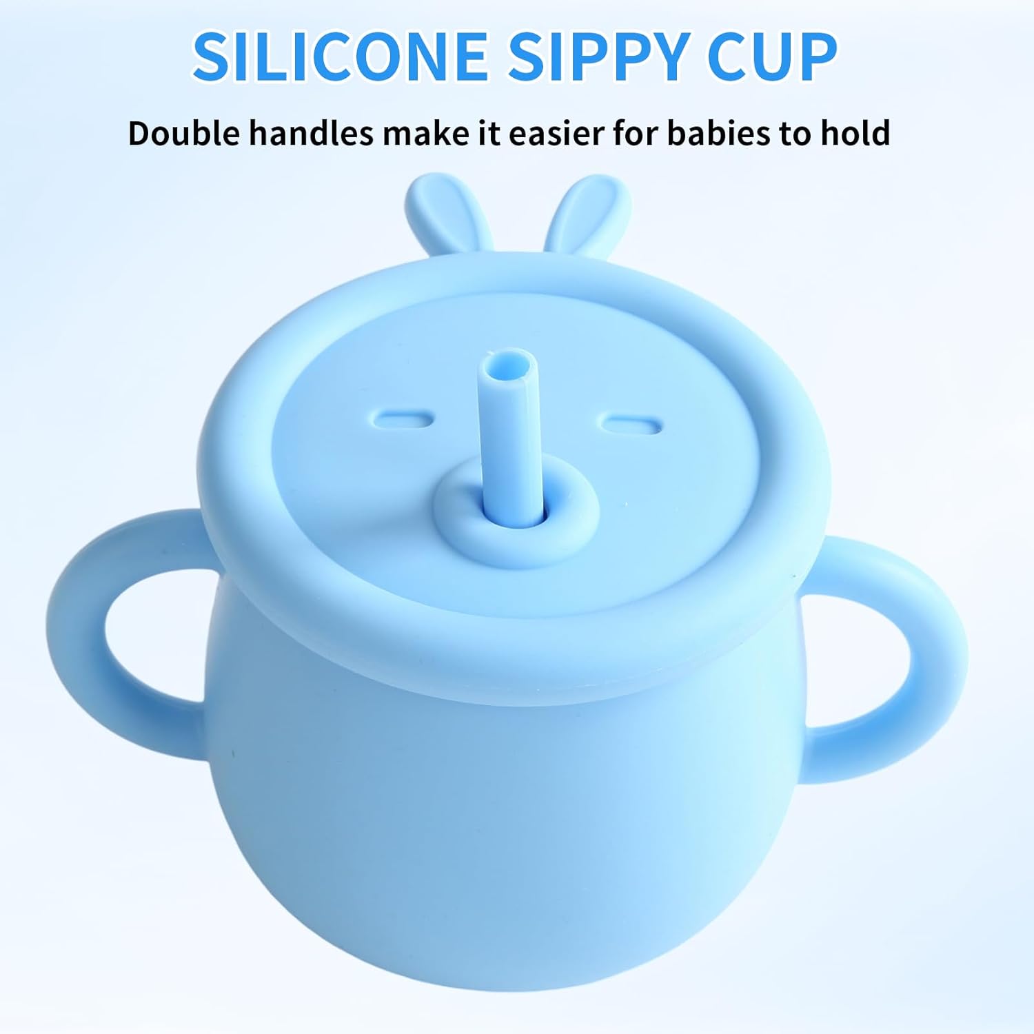 EuChoiz Silicone Baby Feeding Set with Cute Bunny Blue