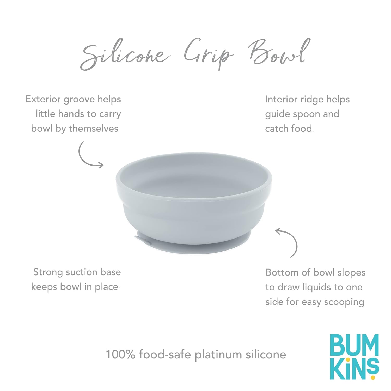 Bumkins Baby Bowl with Suction Gray