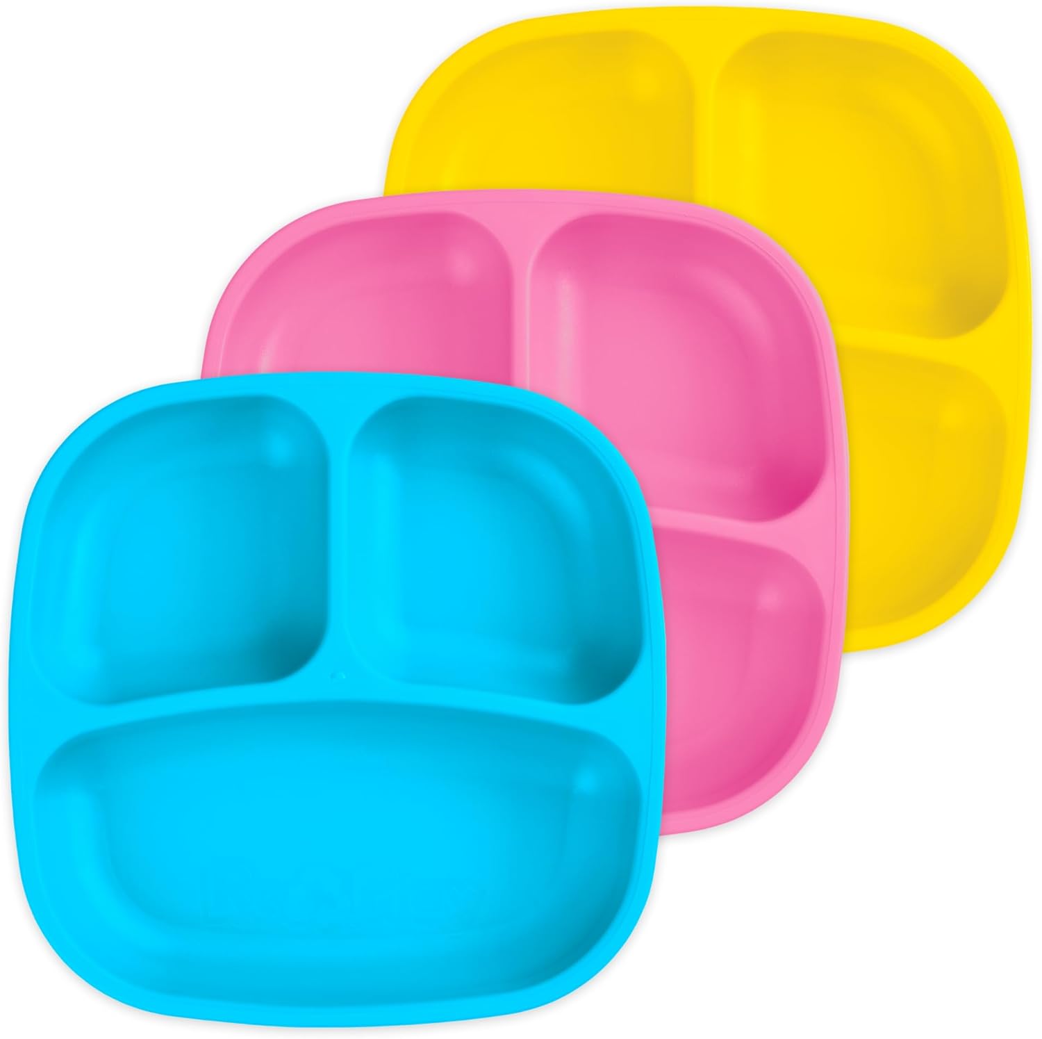 Re-Play Toddler Plates 3 Compartment Set - Dishwasher Safe Stackable Made in USA
