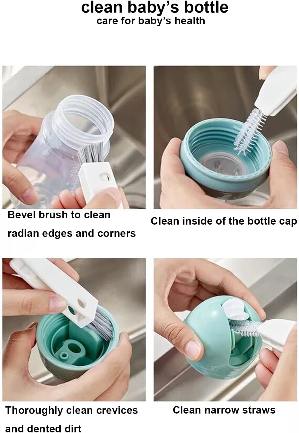 Tiny Cleaning Brush - 24 Pack Multi-Functional Crevice Brush for Bottles