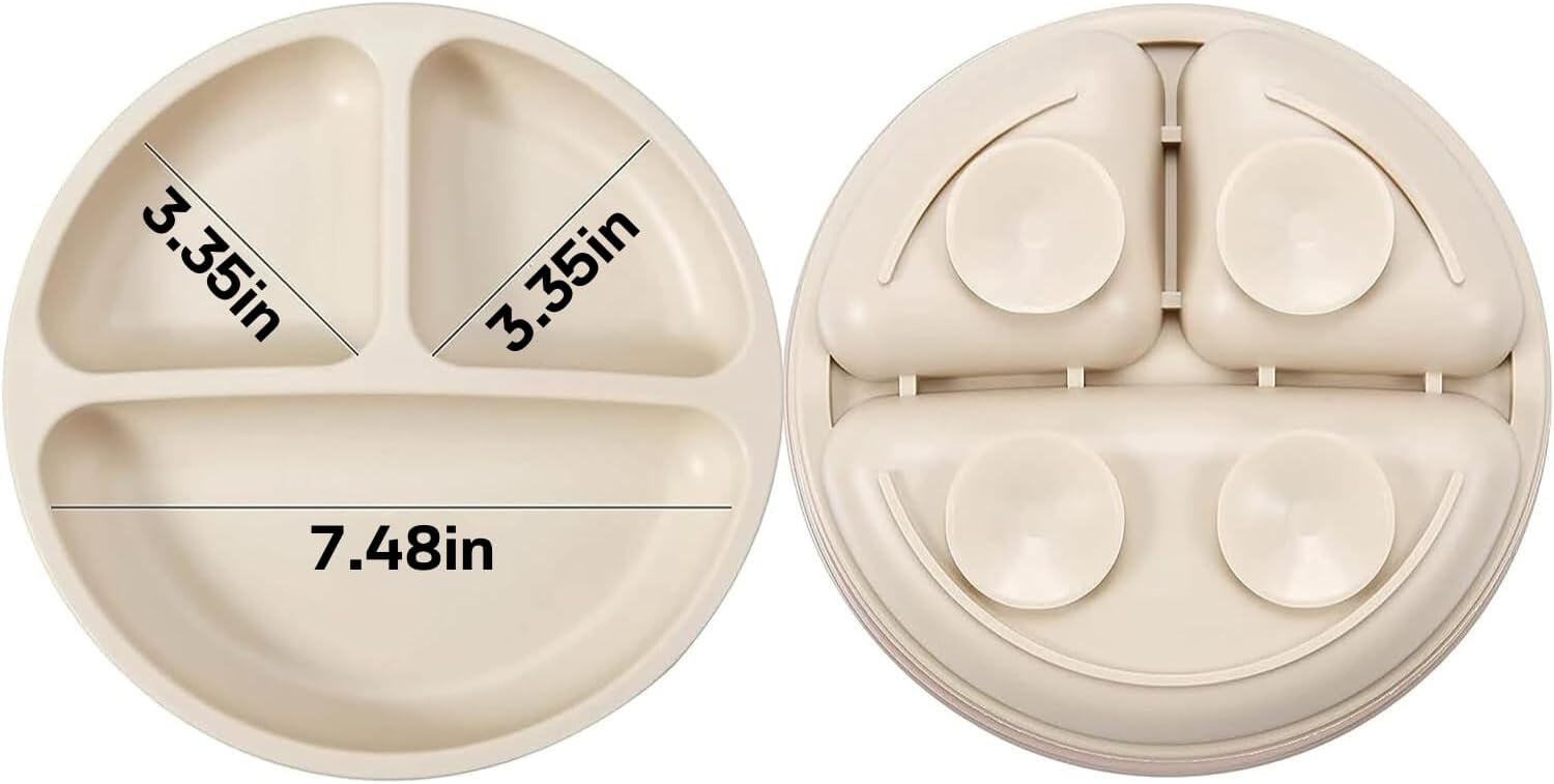 PandaEar 3 Pack Toddler Plates - BPA-Free Suction Shatter-Resistant