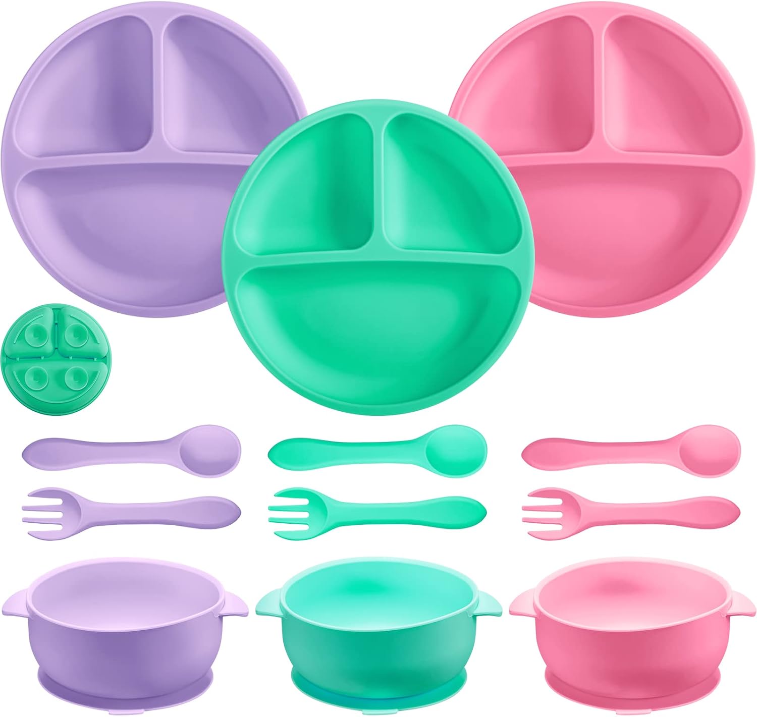 Chengu 9 Pcs Silicone Baby Suction Bowls and Plates Feeding Set