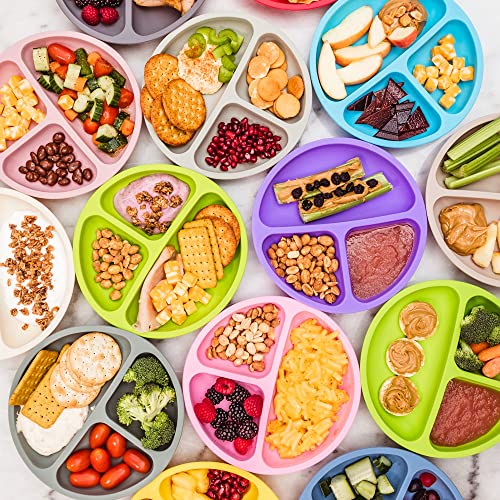 WeeSprout Unbreakable Silicone Divided Plates 3-Piece Set