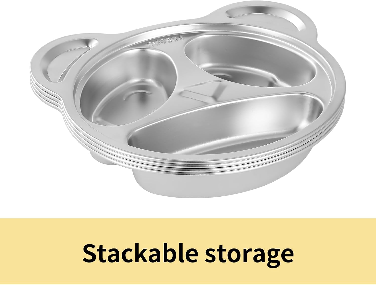 YLARMY Set of 4 Stainless Steel Divided Plates and Utensils for Kids