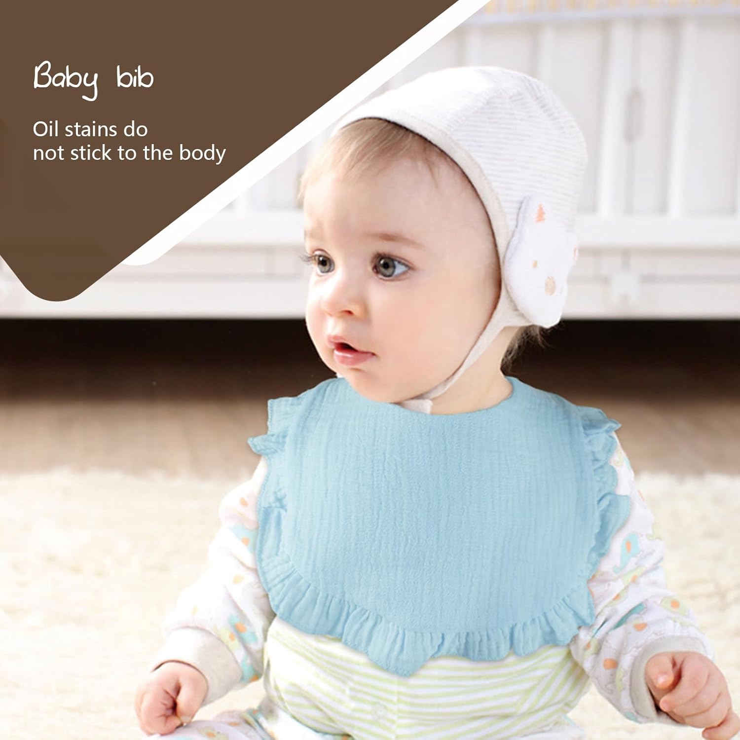EllieHouse 8 Pack Drooling Teething Bibs for Baby