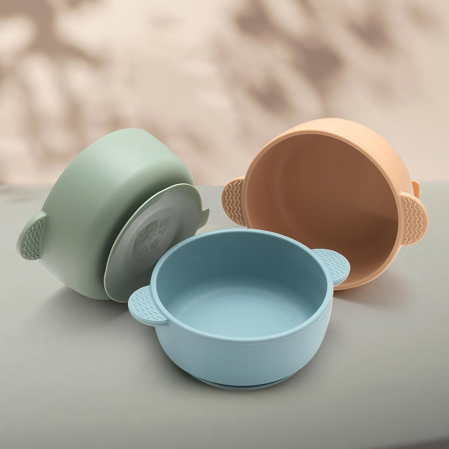 Eascrozn 3 Pack Baby Bowls with Suction Multicolor