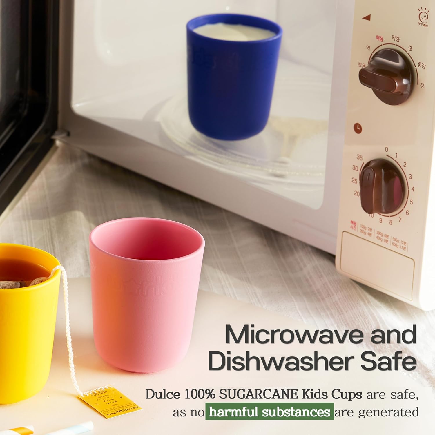 Dulce Worlds SUGARCANE Kids Cups 5 Pack - BPA Free Unbreakable