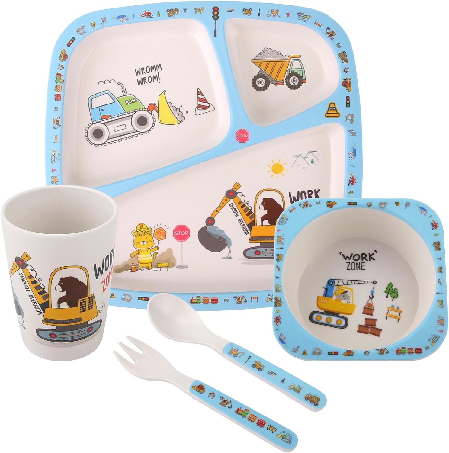 Nohlerlife Kids 5-Piece Tableware Set BPA Free Dishwasher Safe