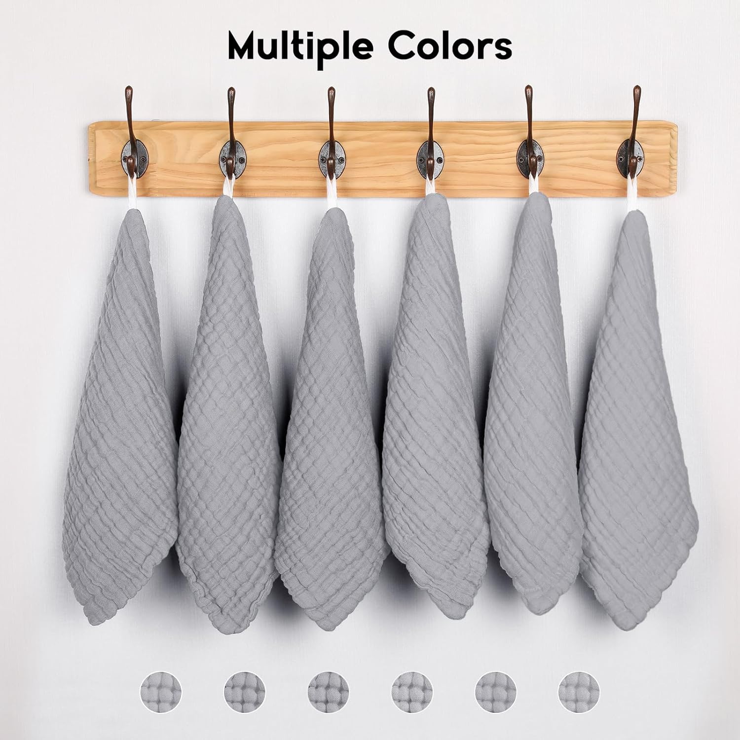 Unnivoll Muslin Baby Washcloths 6 Pack - 12x12 Light Gray 1