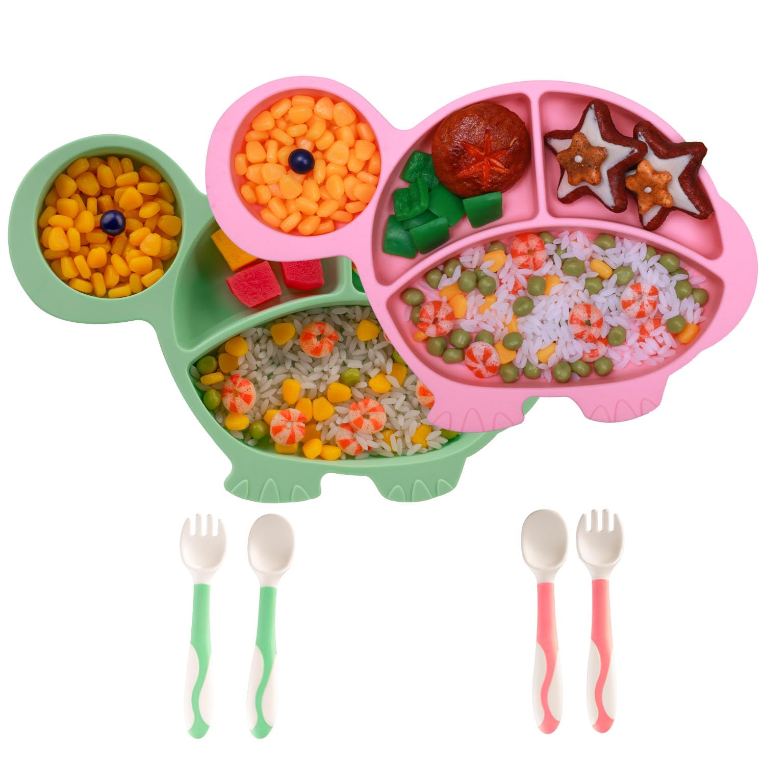 NICINGU Baby Feeding Plates 6 Pcs Set Suction Silicone