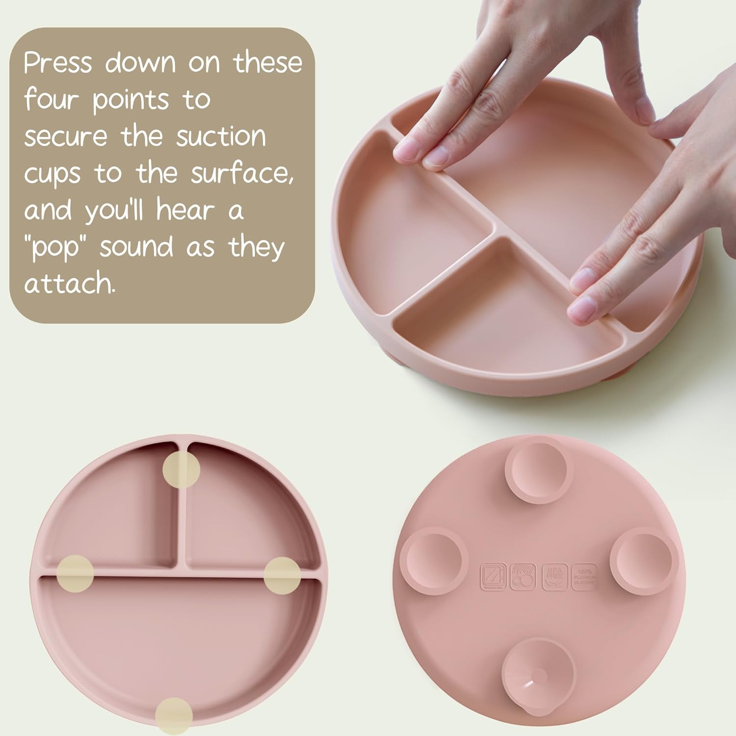 Moonkie Suction Plates for Baby 3 Pack