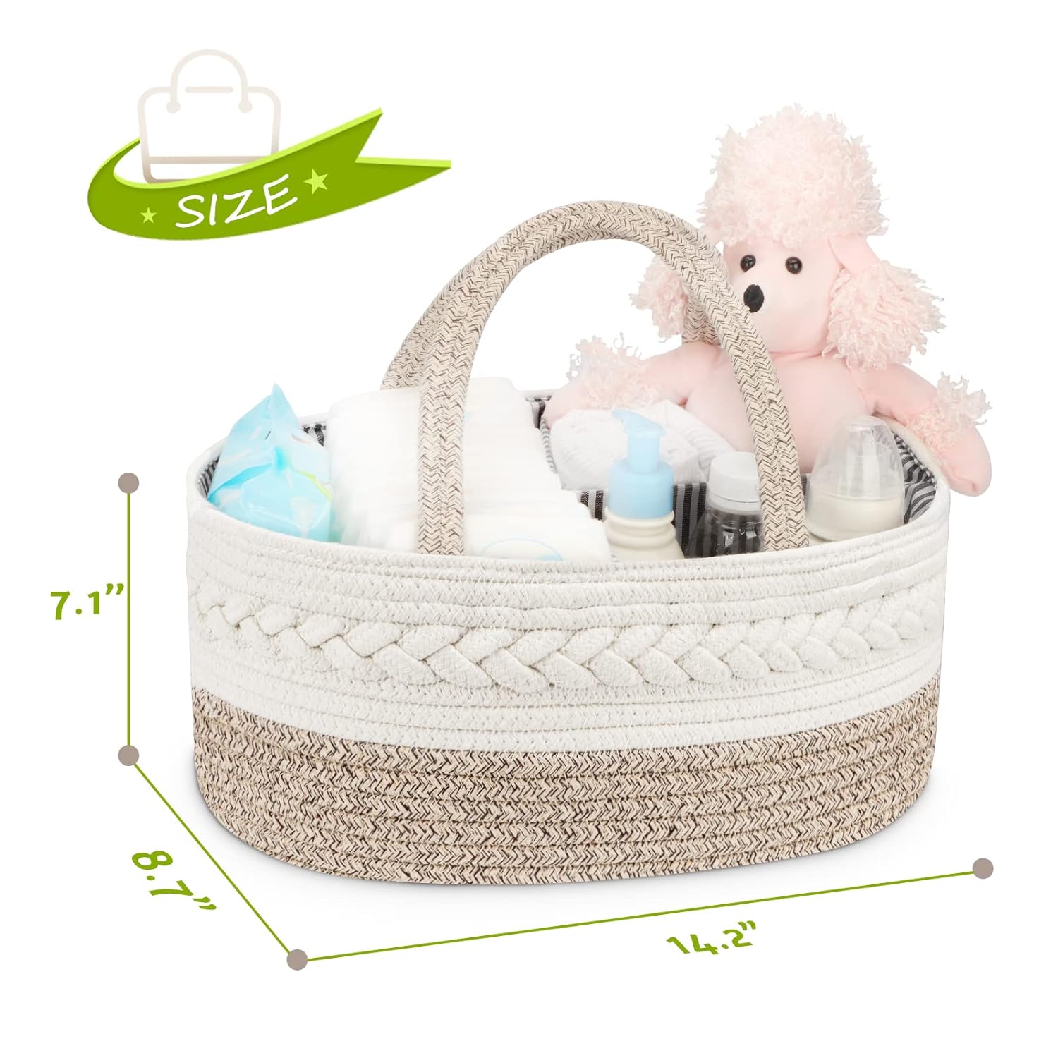 Maliton Diaper Caddy Organizer - Large Cotton Woven Basket