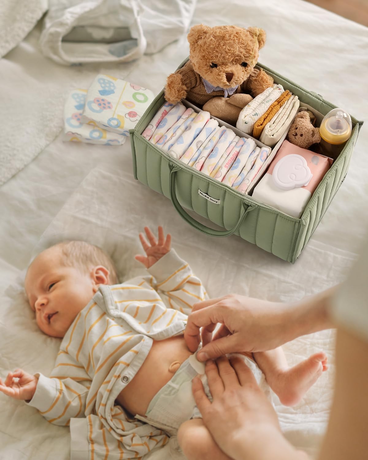 Blissful Diary Diaper Caddy Organizer Sage Green