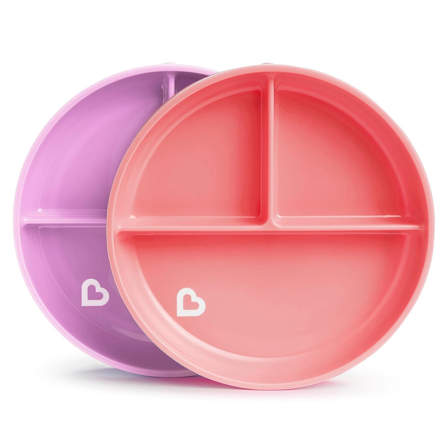 Munchkin Stay Put Suction Plates for Baby Toddler 3 Sections Pink Purple