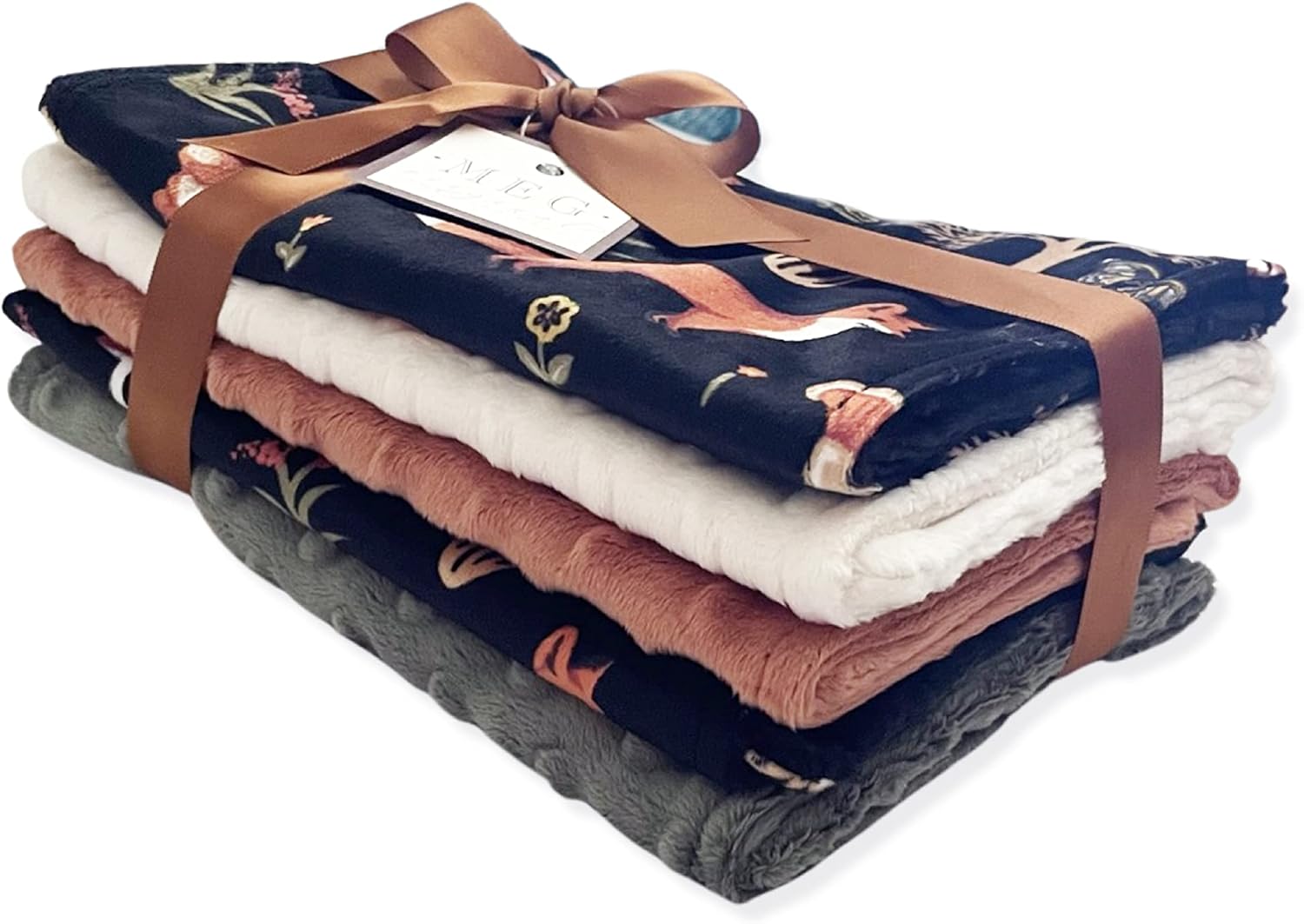MEG Original Baby Boy Minky Burp Cloth Set of 5 Forest Friends