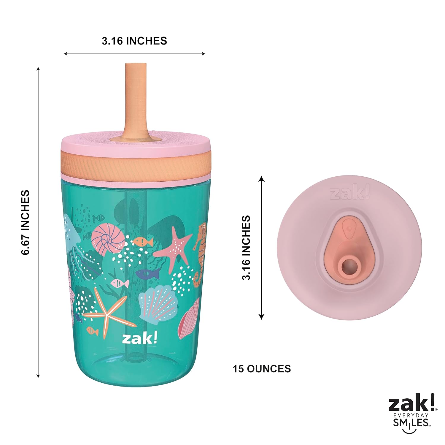 Zak Designs Kelso 15 oz Tumbler Set with Shells 1