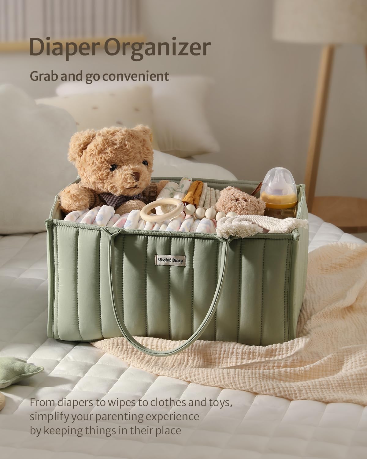 Blissful Diary Diaper Caddy Organizer Sage Green
