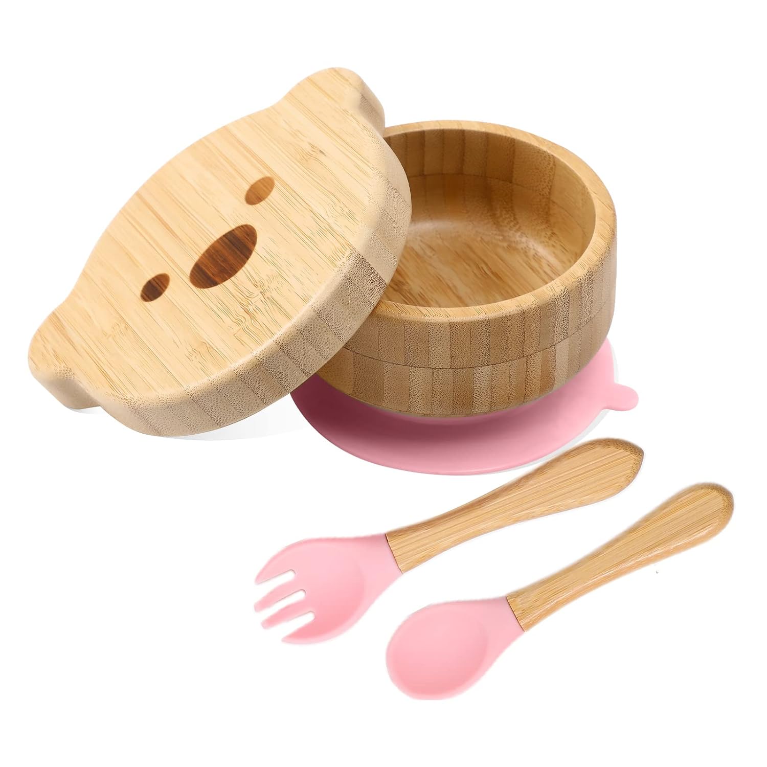 HI BABY MONMENT Baby Bowls with Lid Set - 3PC Pink