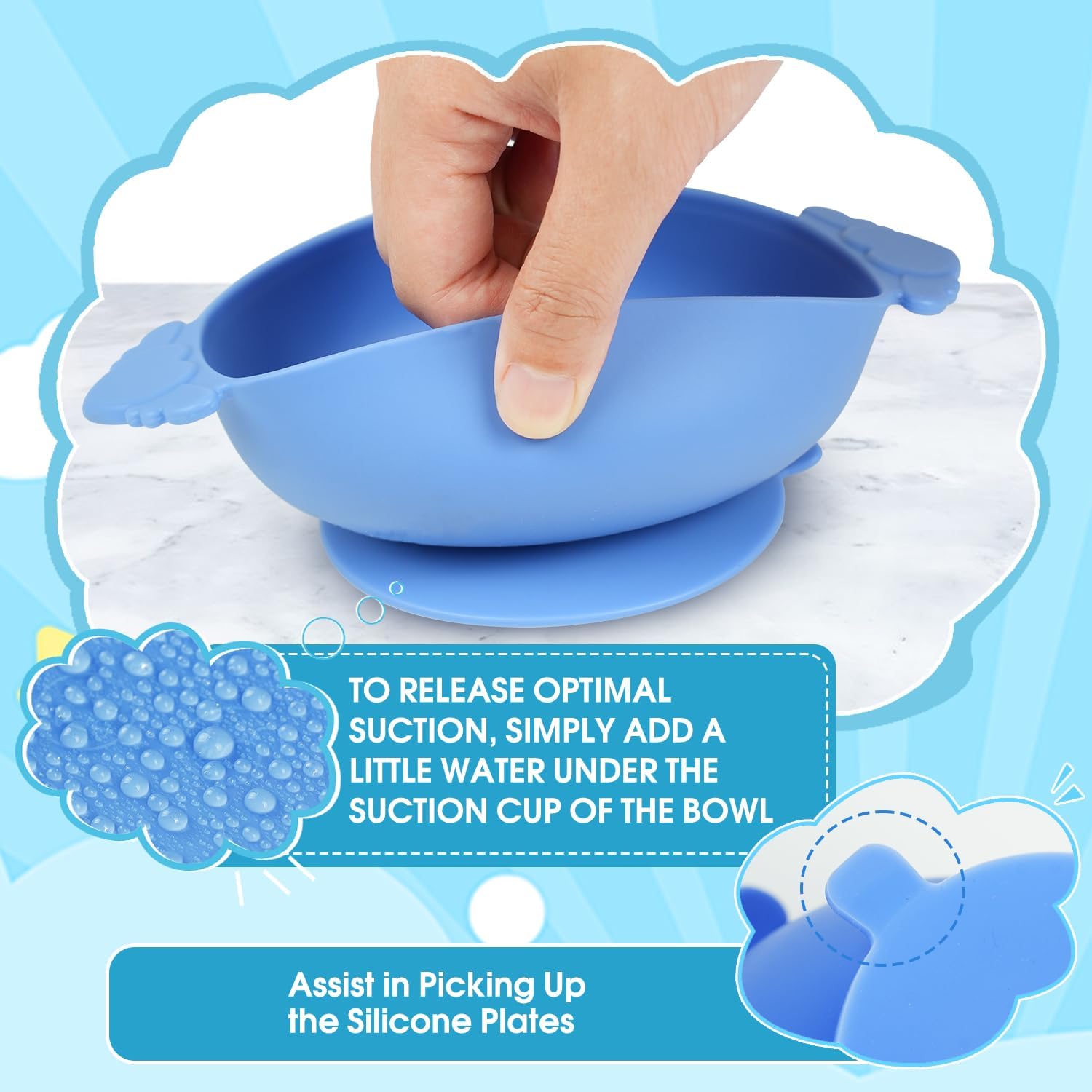 Tikmos 6 Pack Baby Bowls with Suction
