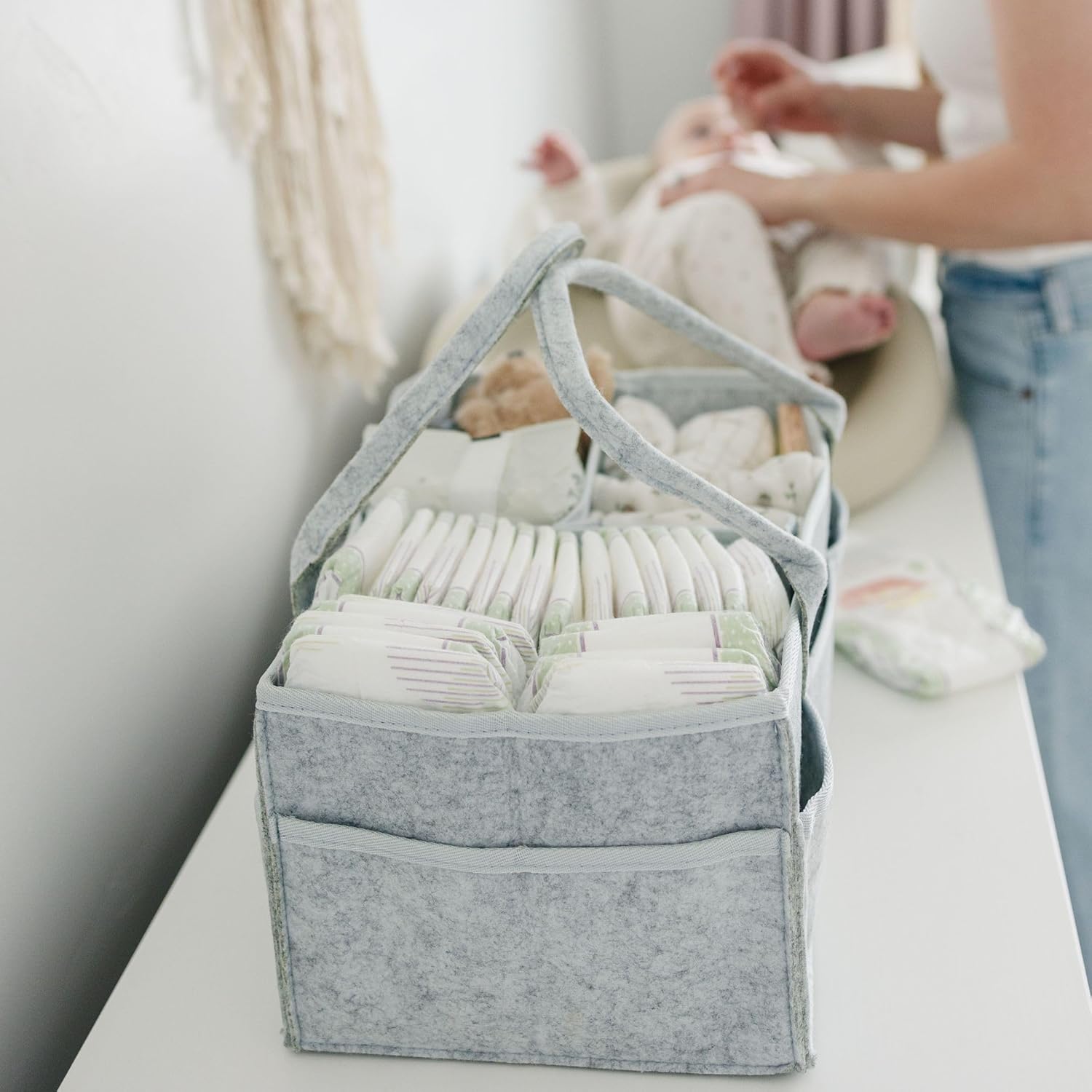 Putska Nursery Storage Basket - Diaper Caddy Organizer 1