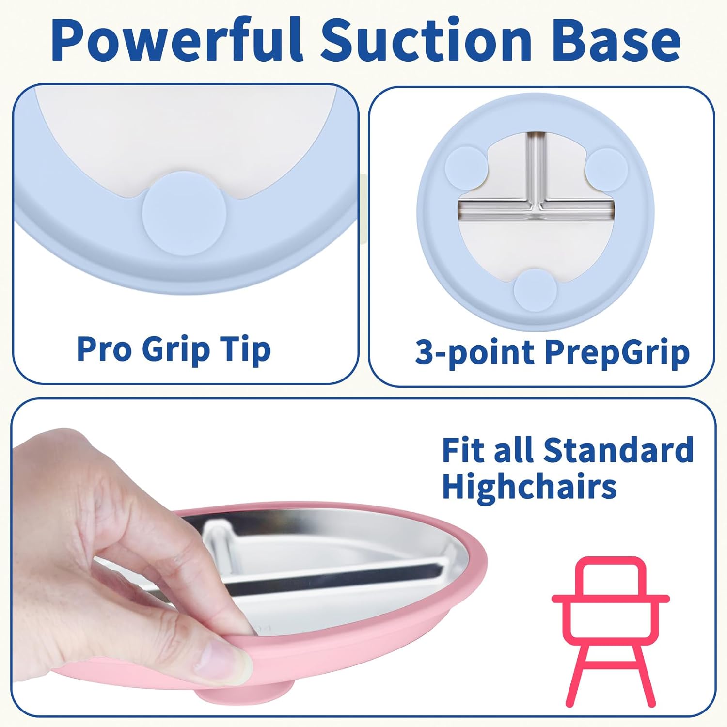 Munlinder 2 Pack Stainless Steel Baby Plates with Suction Utensils Set