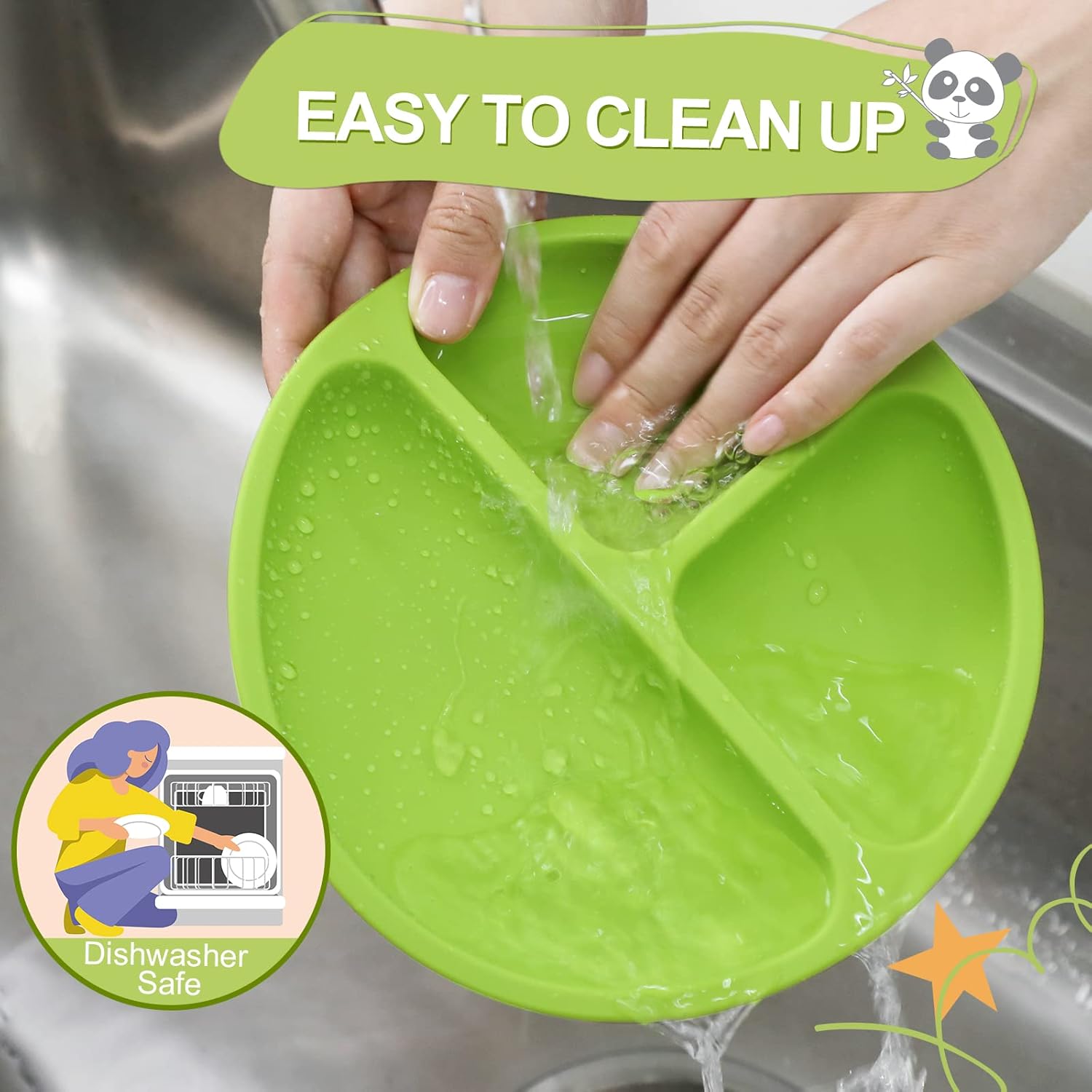 VITEVER 4 Pack Suction Plates with Lids for Baby Toddler