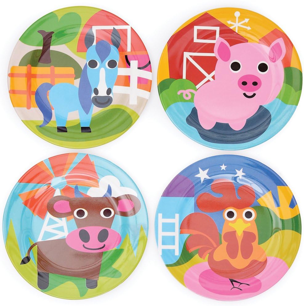 French Bull 4pc Farm Plate Set for Kids