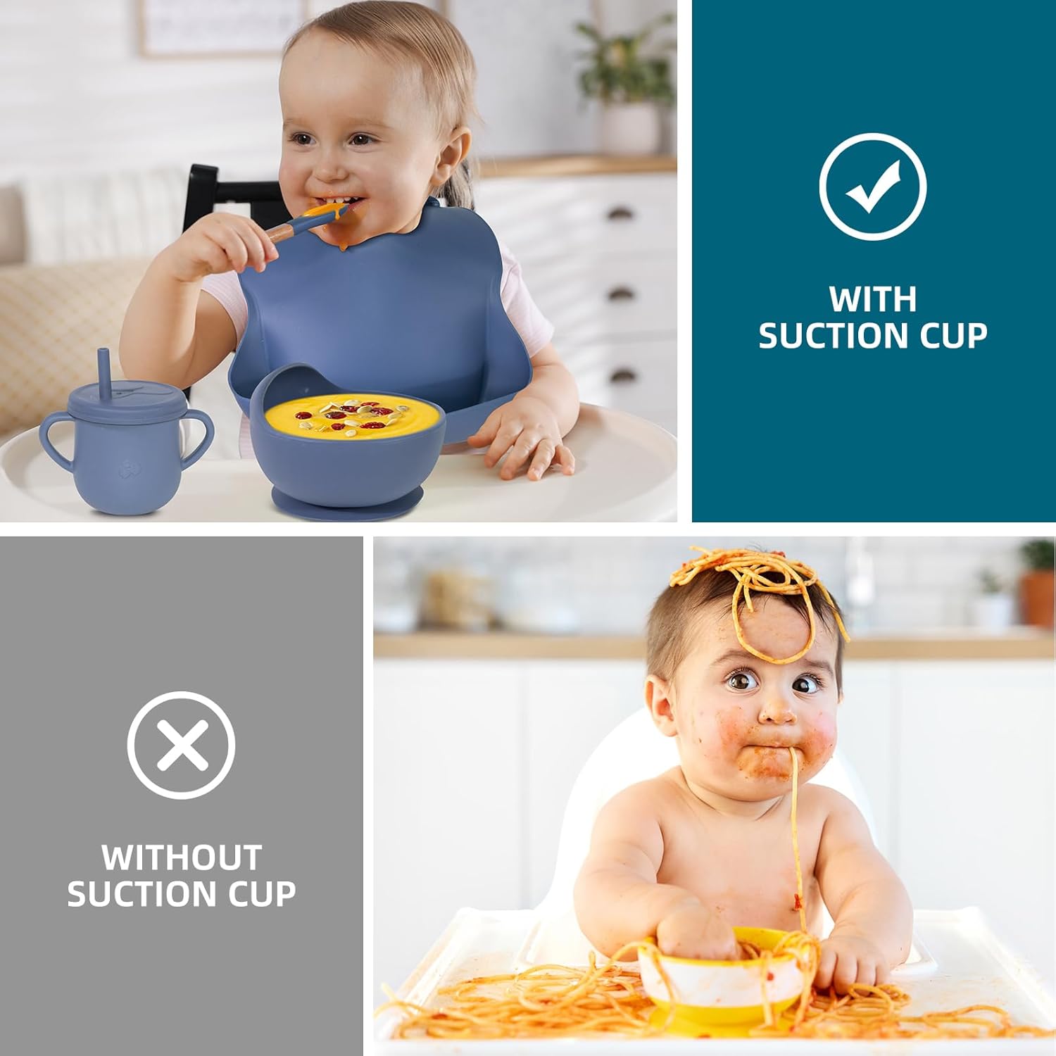 Dormlony 100 Silicone Baby Feeding Set Navy Blue