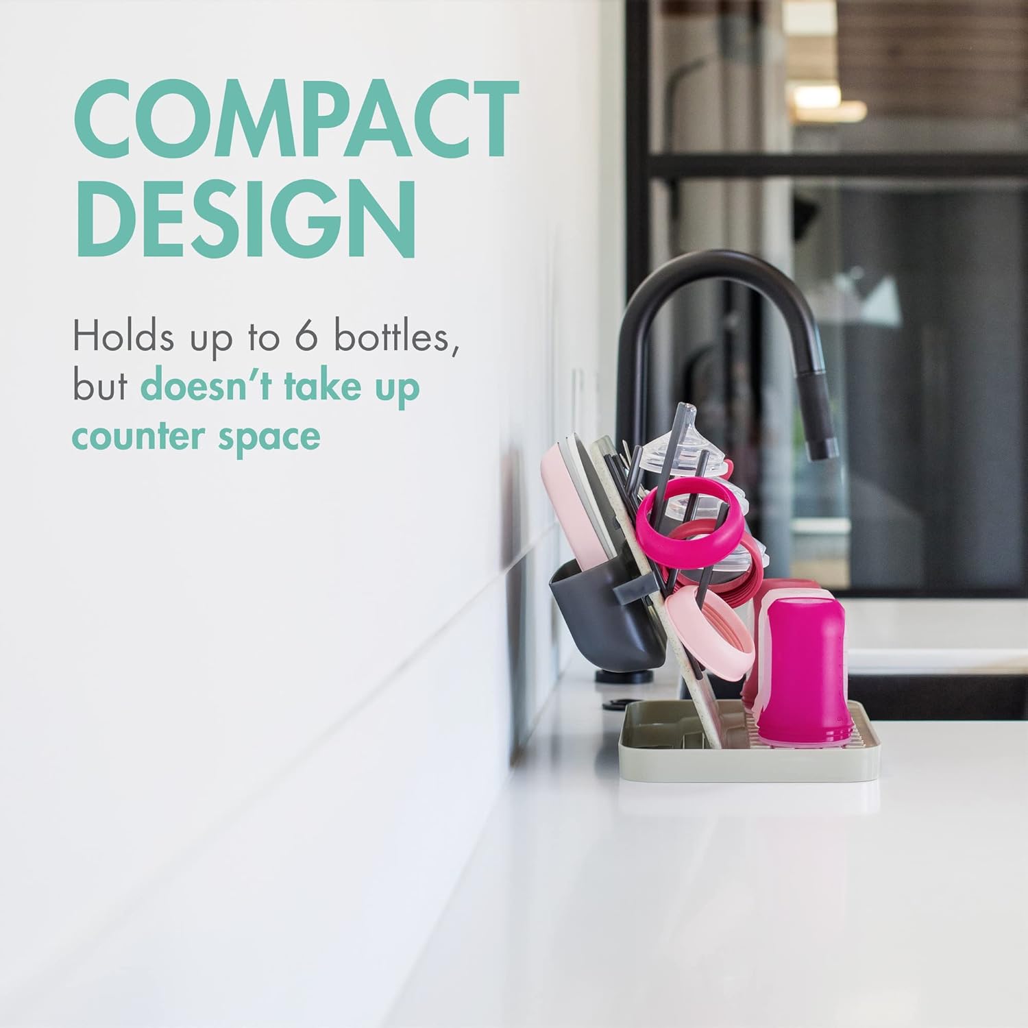 Boon Groove Vertical Baby Bottle Drying Rack - Holds 6 Bottles