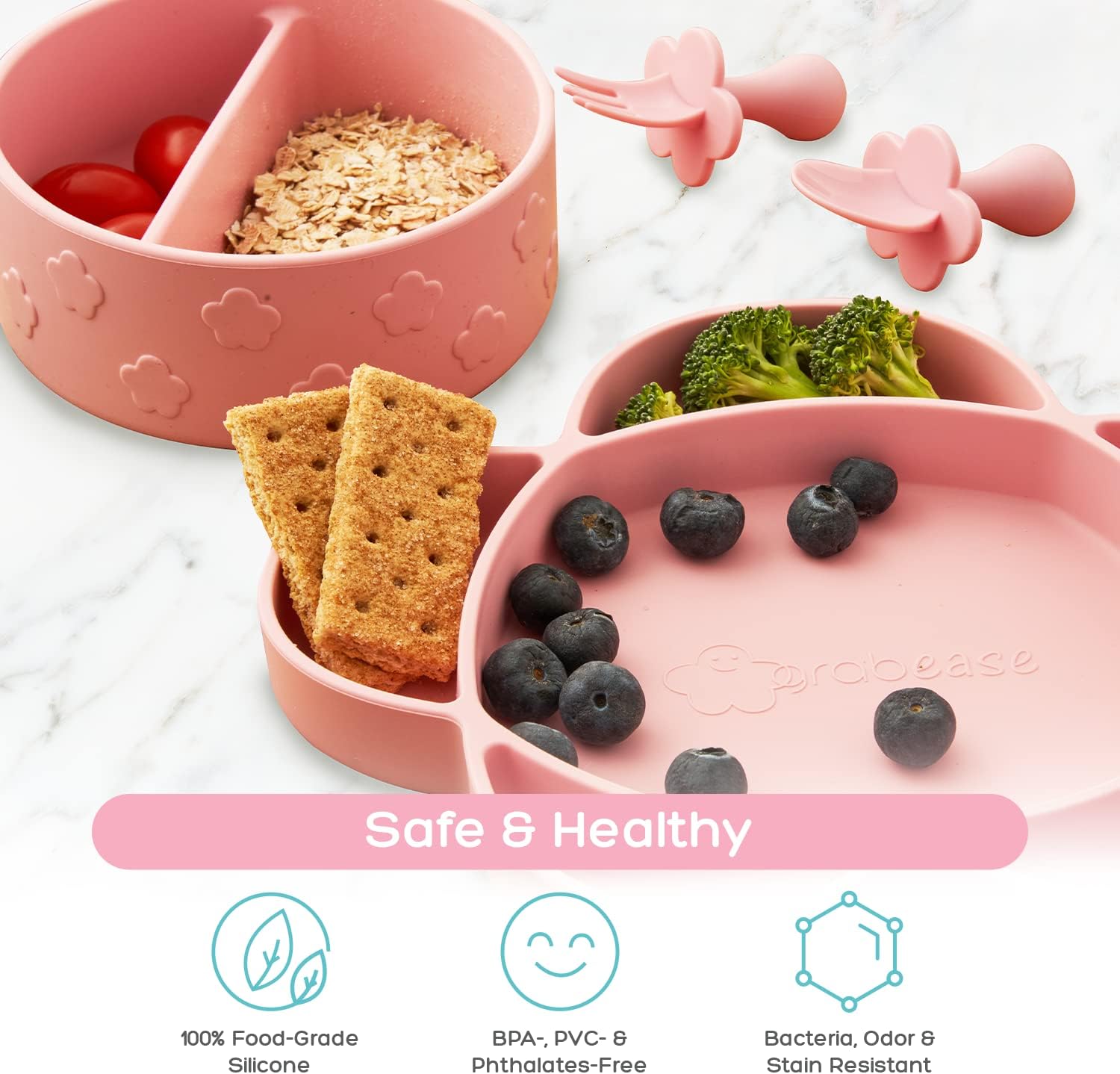 Grabease Baby Feeding Set 4 Piece Suction Plates