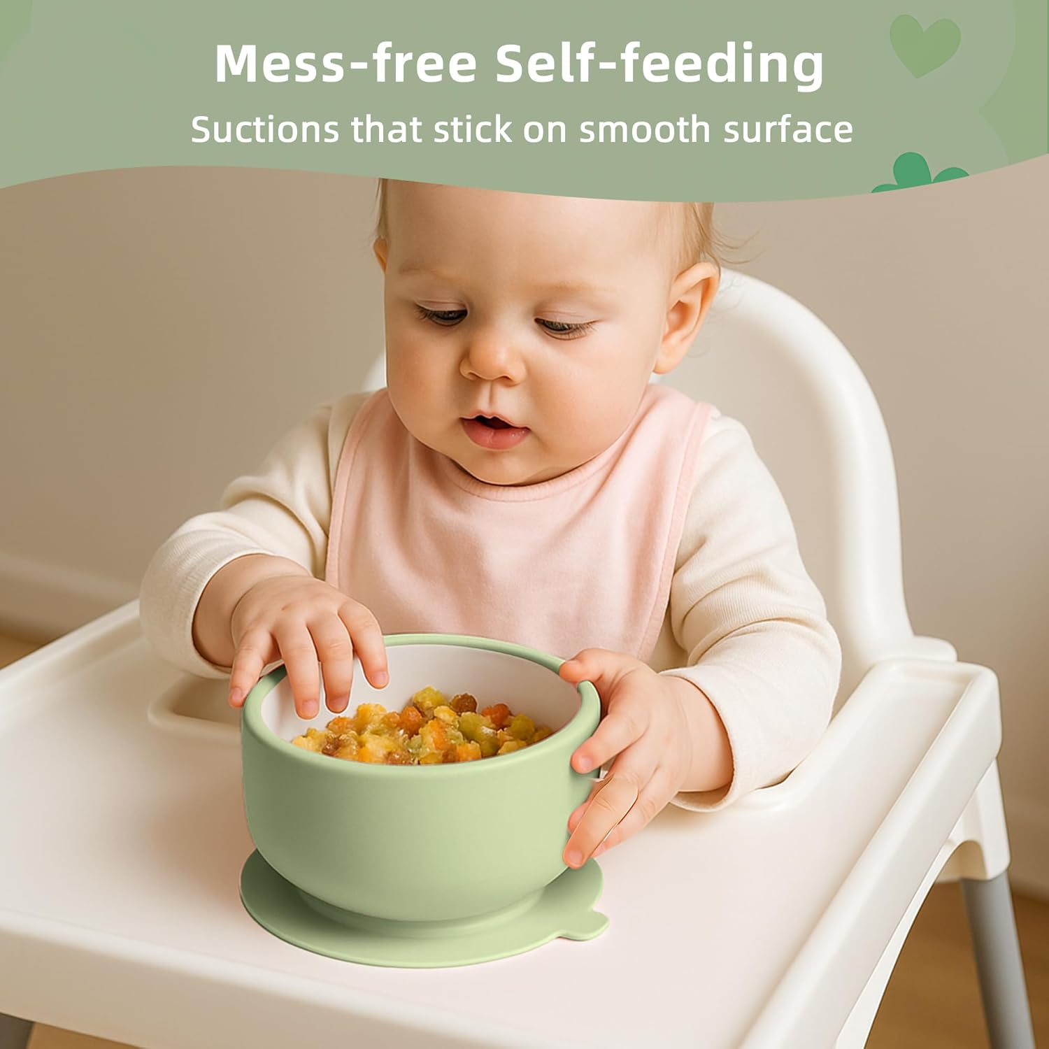 KingKam Kids Porcelain Bowls with Silicone Suction Sleeve 2-Pack