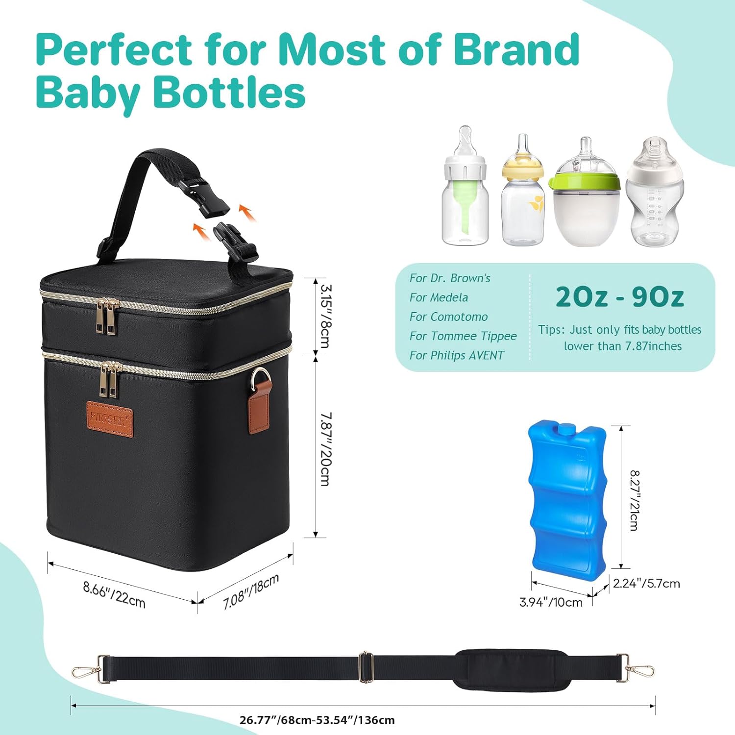 PIIOSER Insulated Breastmilk Cooler Bag with Ice Pack