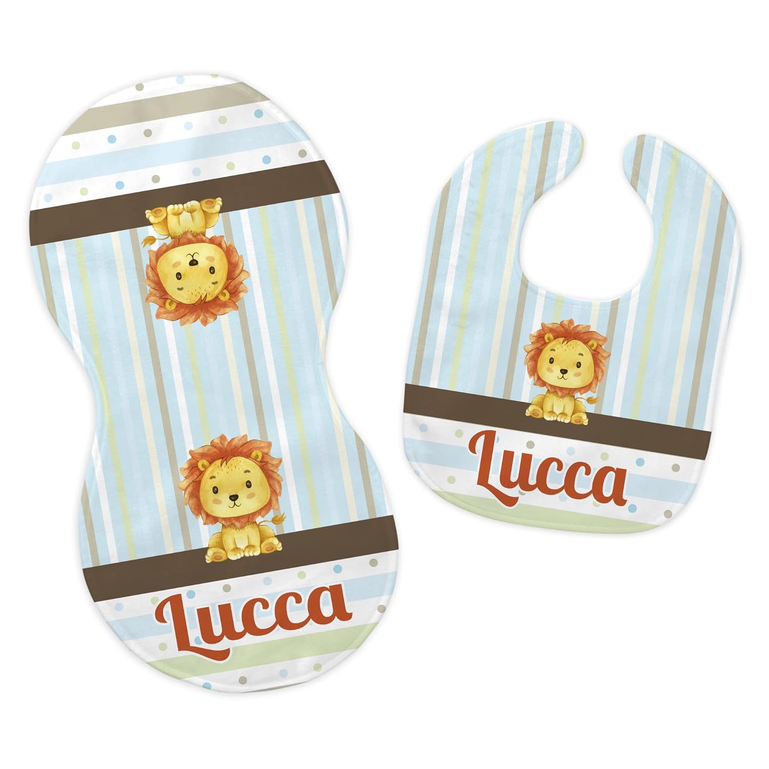 Personalized Baby Boys Name Lion King Feeding Cloth Set